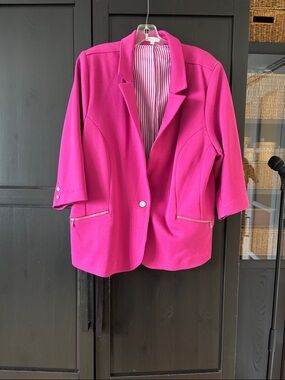 Reitmans Bright Fuchsia Open-Front Blazer Jacket